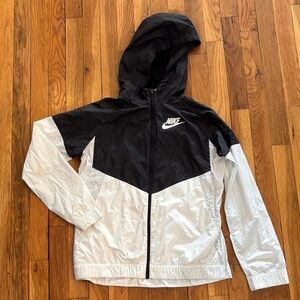 Nike Black and White Colorblock Hooded Windbreaker